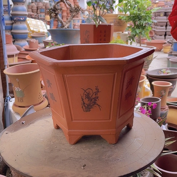 紫砂宜兴紫砂32红清雅六方