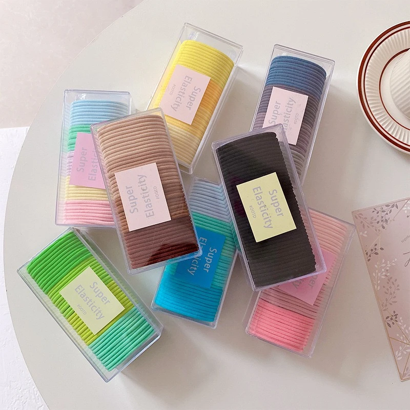 马卡龙色皮筋春夏款丸子头扎头绳女侧边马尾橡皮筋彩色发圈女孩