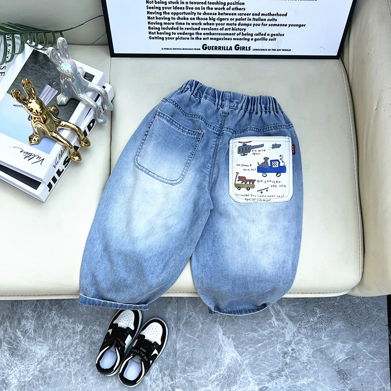 男童夏季牛仔裤薄款九分裤儿童休闲裤潮宝宝宽松中小童防蚊长裤子