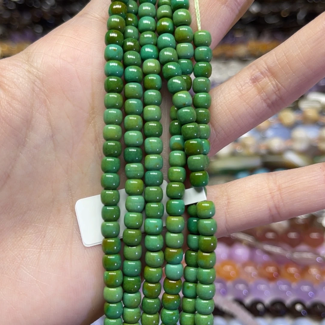 玛瑙/玉髓散珠天然绿松卡5长条38厘米