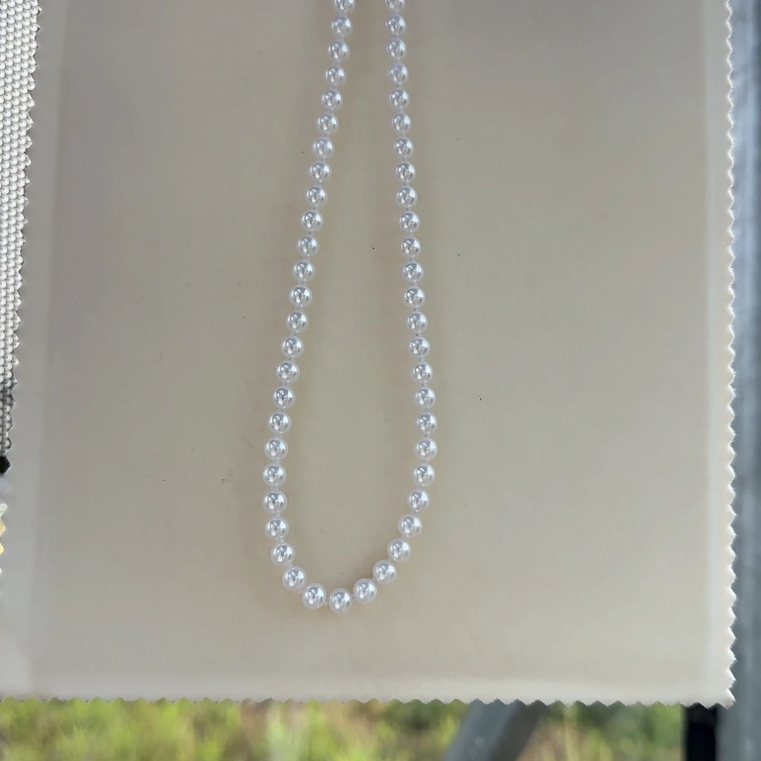 淡水珍珠银S925镶嵌颈饰6点位正圆无暇白亮