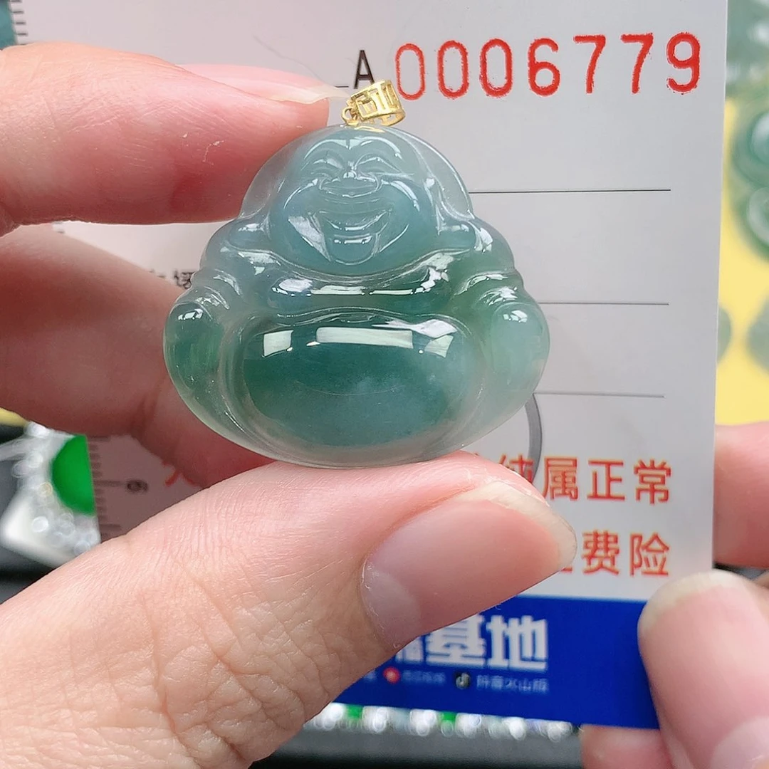 翡翠吊坠(不含链)18K金镶嵌