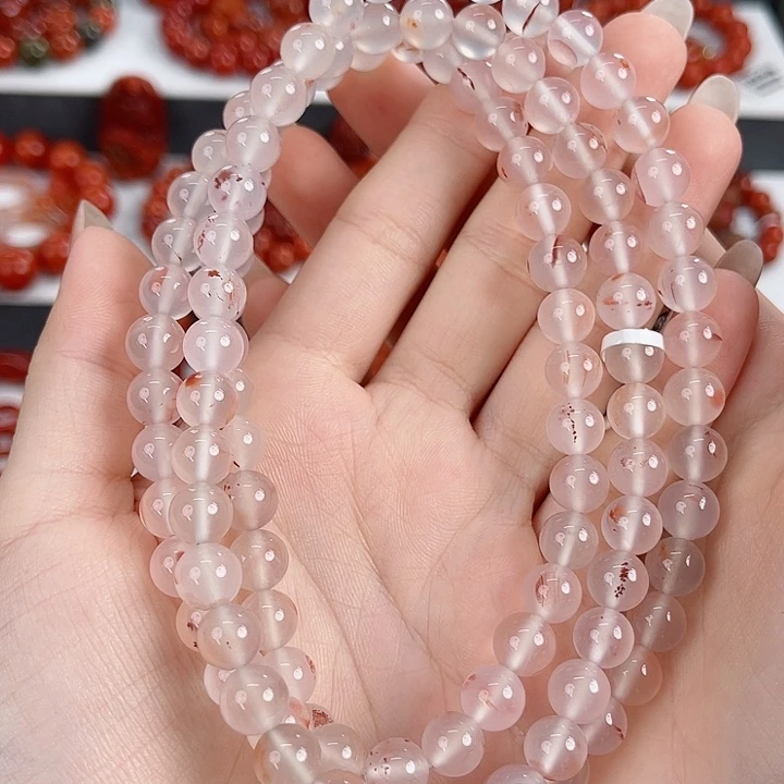 南红玛瑙未镶嵌冰飘冰底飘花8mm多圈