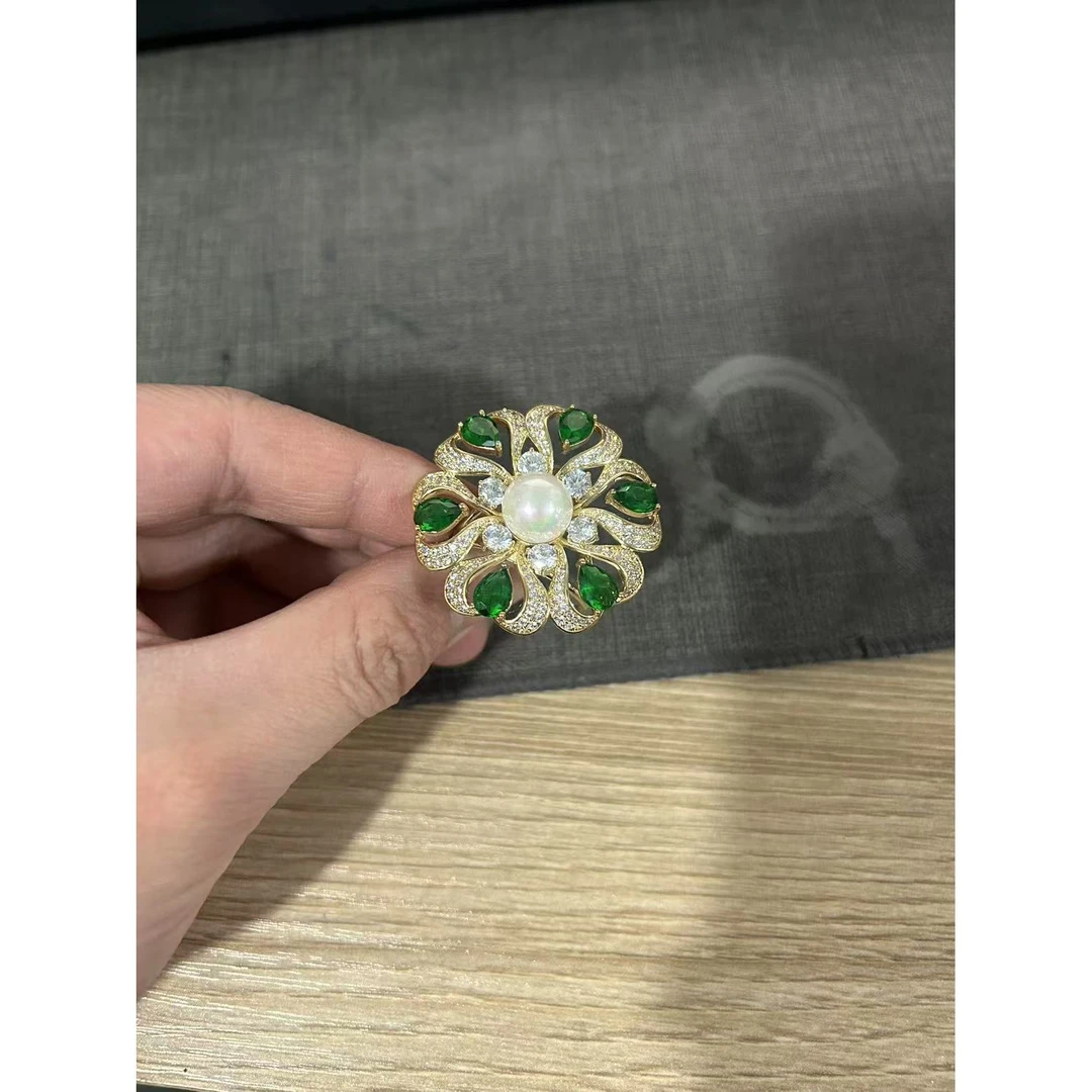 铜合金合成锆石胸针 HY996春意飘香丝巾扣胸针