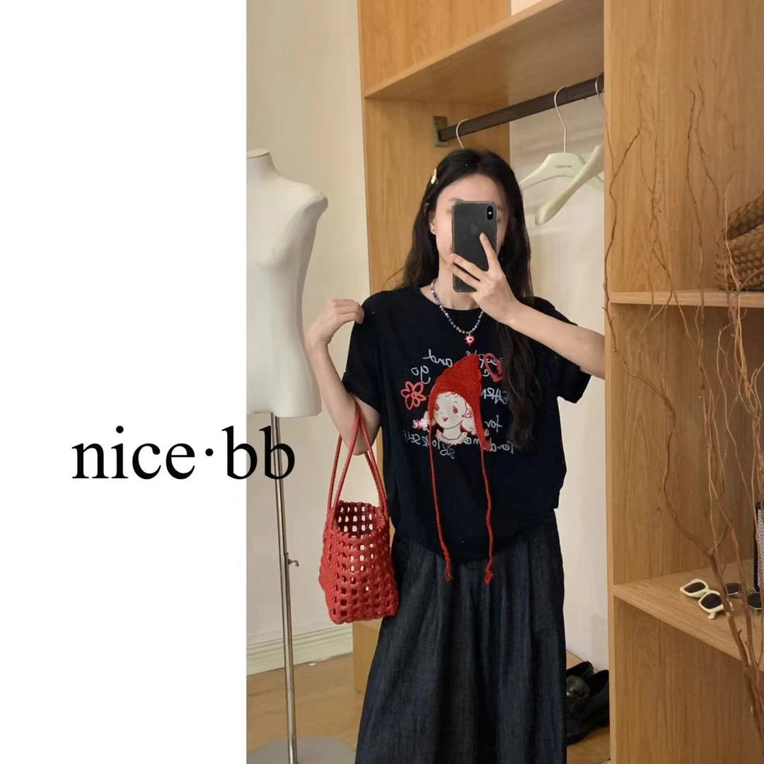 小女孩立体感韩系ins正肩短袖T恤