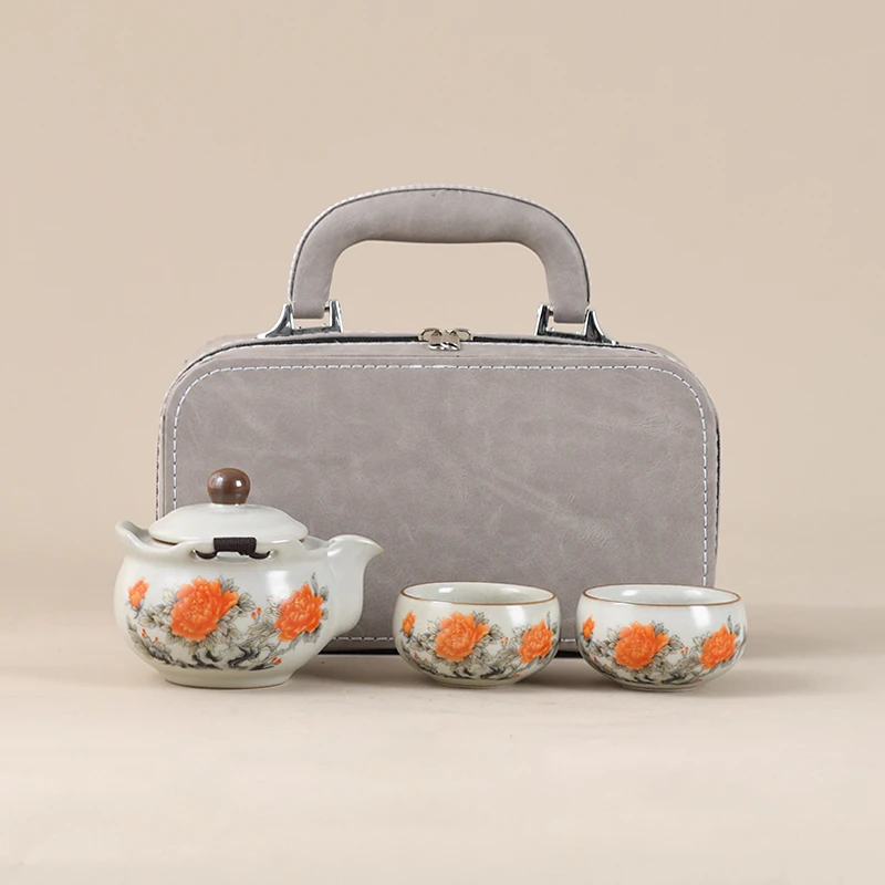 茶壶茶杯旅行汝窑手抓壶一壶两杯高档泡茶壶防烫户外家用功夫茶具