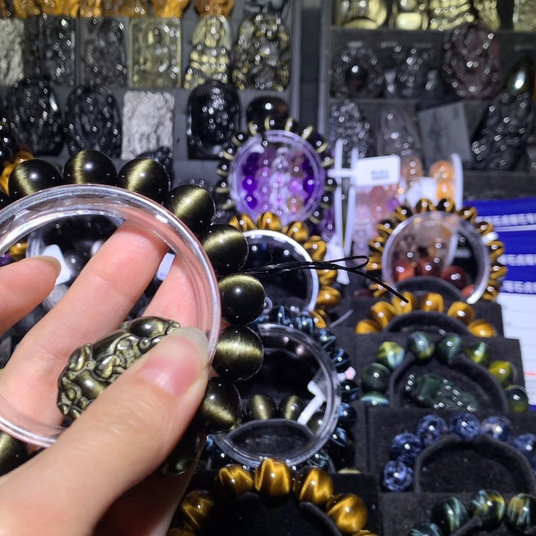 黑曜岩未镶嵌手串K*M