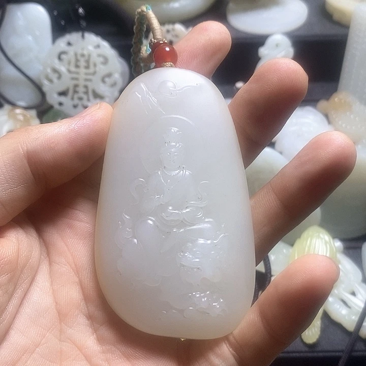 和田玉未镶嵌挂件火*