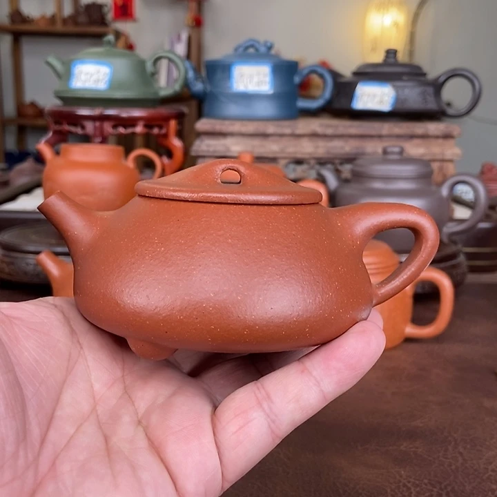 紫砂茶壶红降坡半手工景舟石瓢