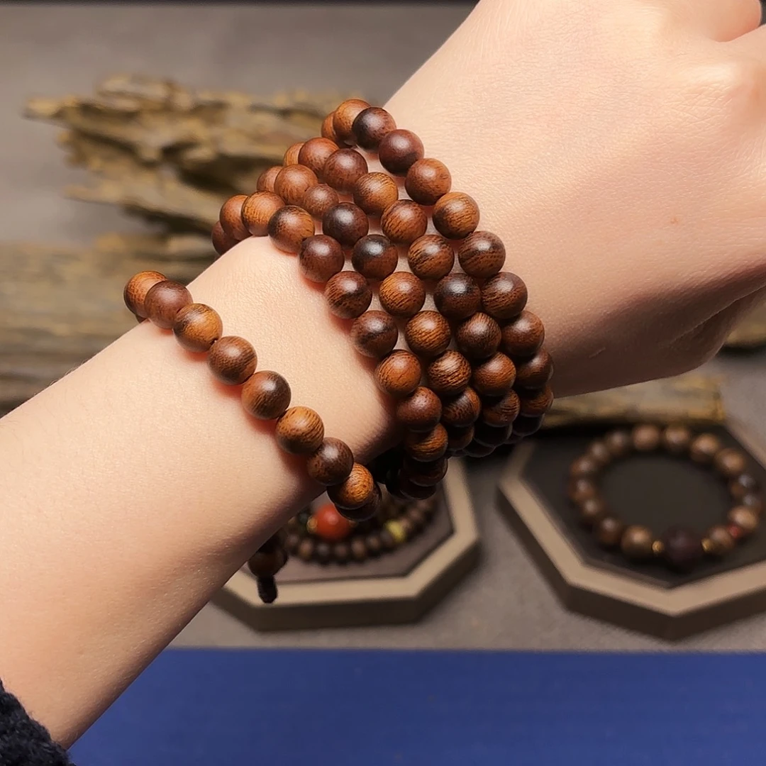 沉香手串越南芽庄红土白棋楠瘤疤0.8×108