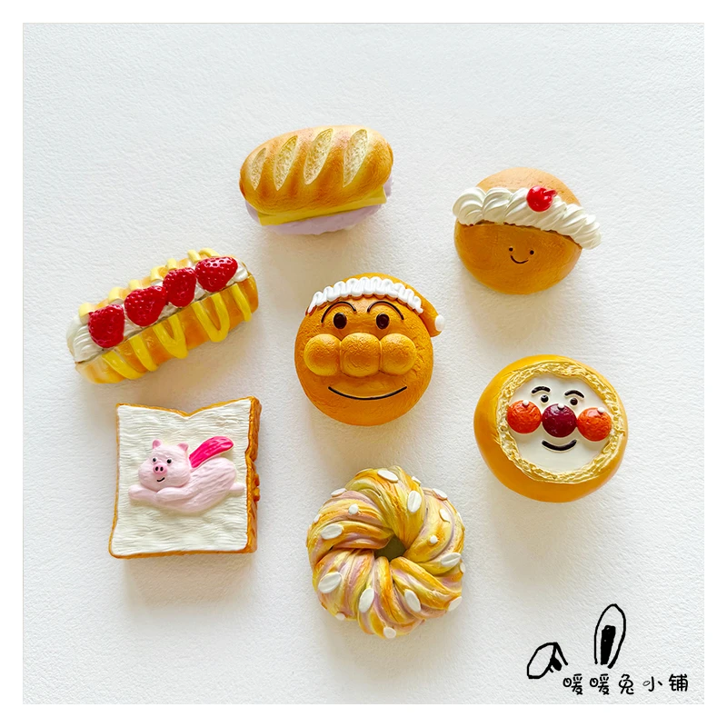 暖暖兔面包超人布丁黄油芋泥面包芋泥花环面包樱桃奶油面包冰箱贴