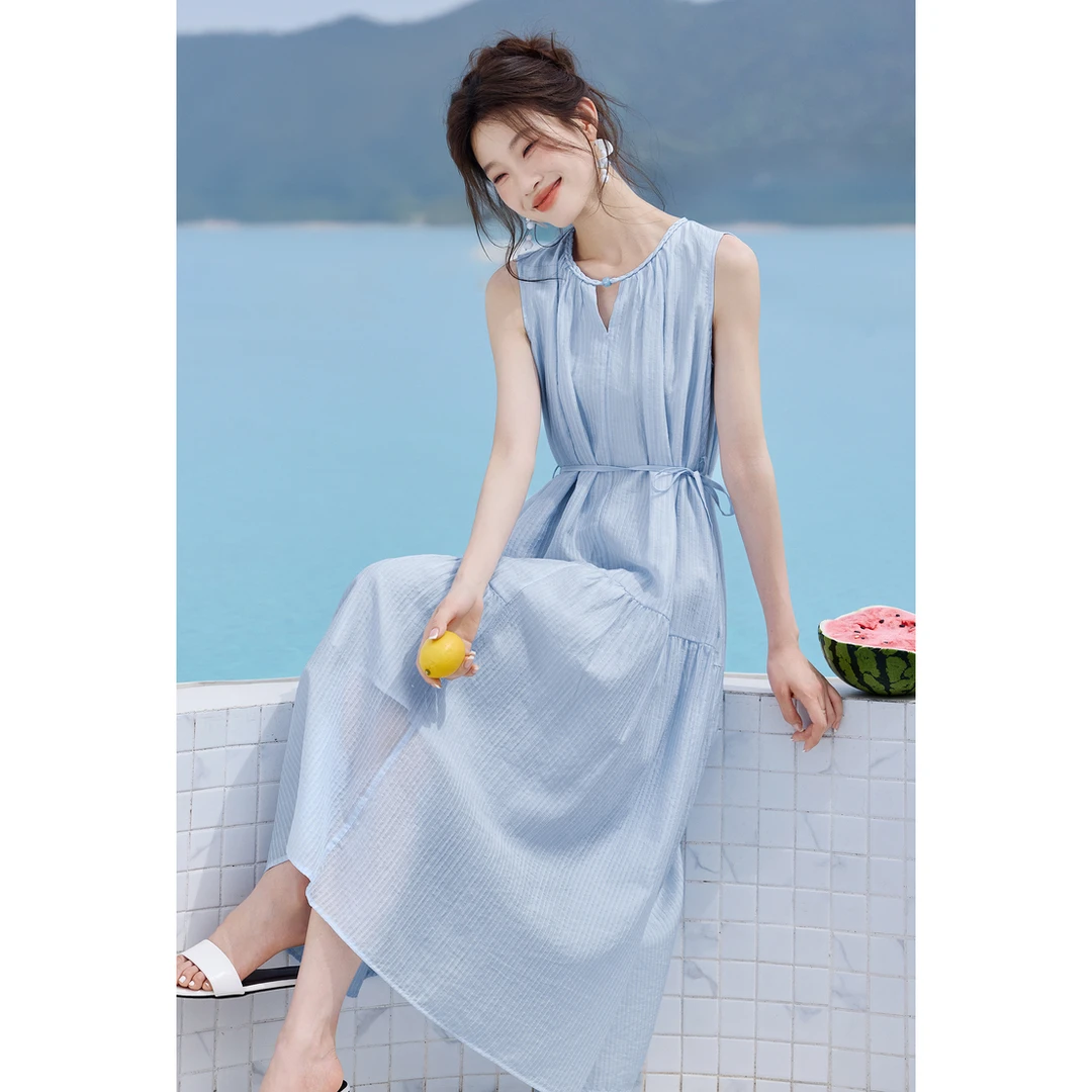 莱赛尔夏季2025年空调感连衣裙夏季新款连衣裙清冷系禅意衣服女