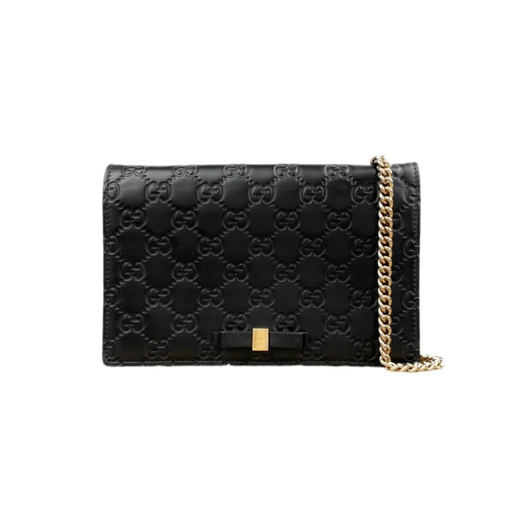 99新 GUCCI/古驰 黑金链条包