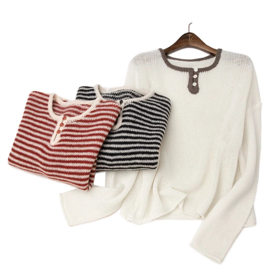 LEMAER乐玛尔 外单客定空气感0压CASHMERE撞色设计&松软宽松套衫