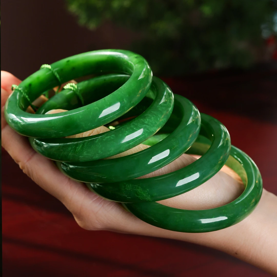 莫奈花园/新疆玛纳斯碧玉平安镯（多样性发其一）