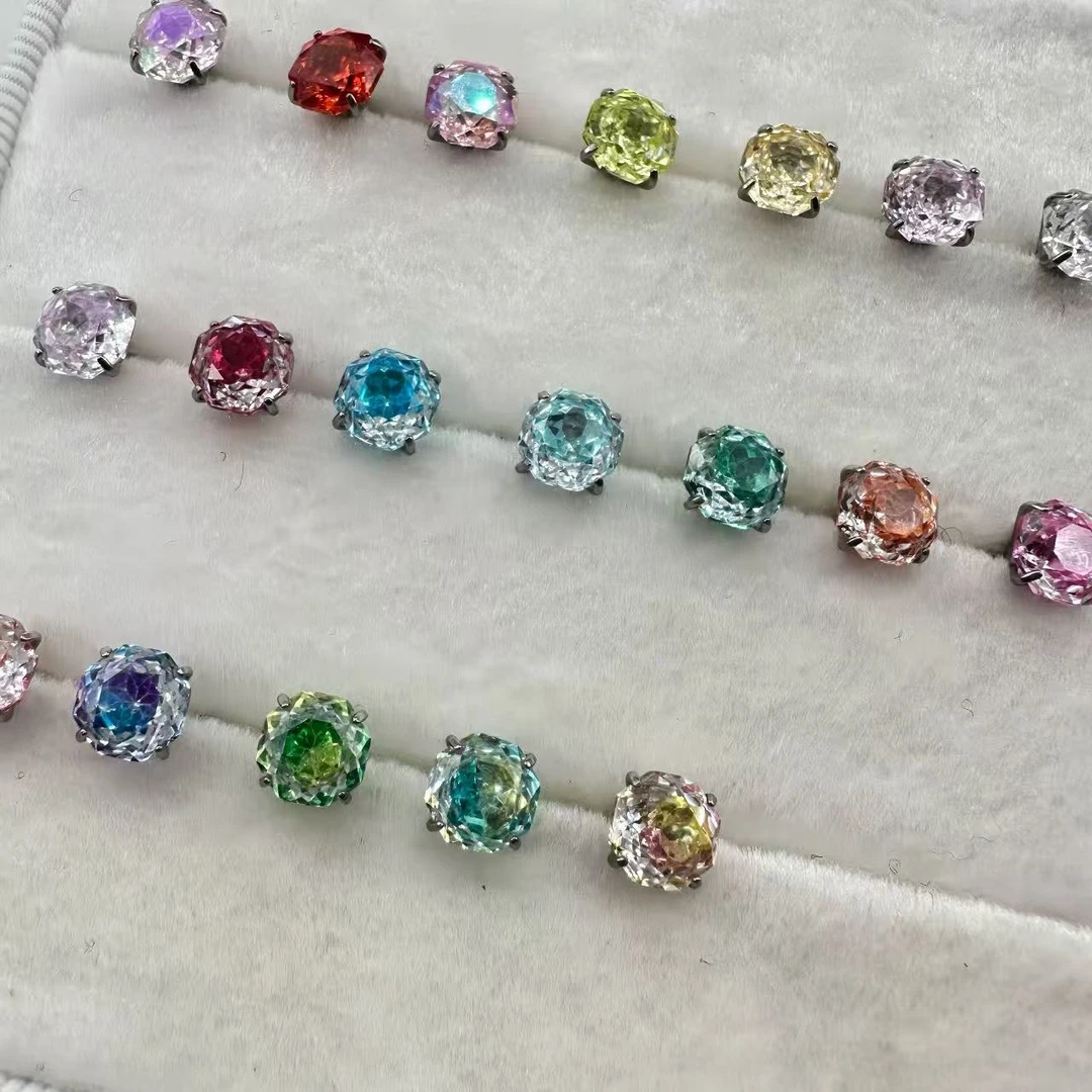 钛钢耳饰 爆闪玫瑰切钛钢舌钉粗1.6欧美爆闪可喝酒可拆