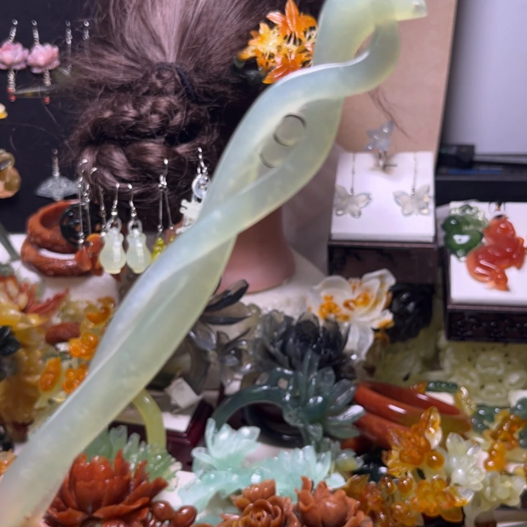 【闪购商品】合金蛇纹石玉发饰