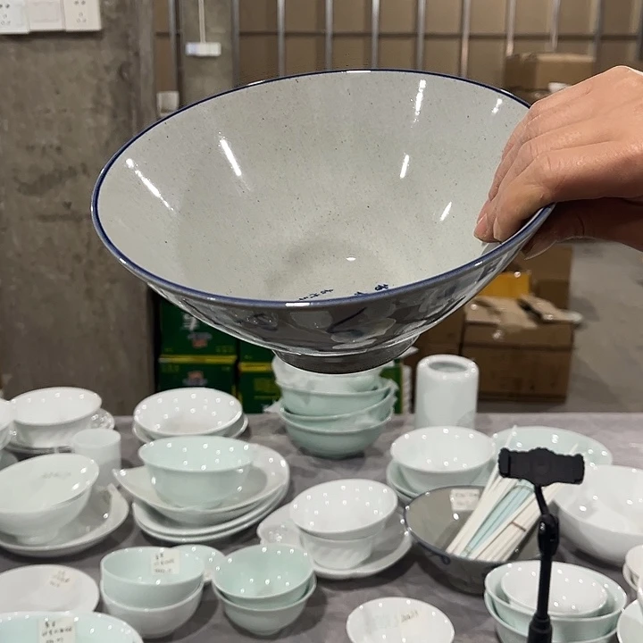 瓷片刀字纹手绘8英寸斗碗一个包邮