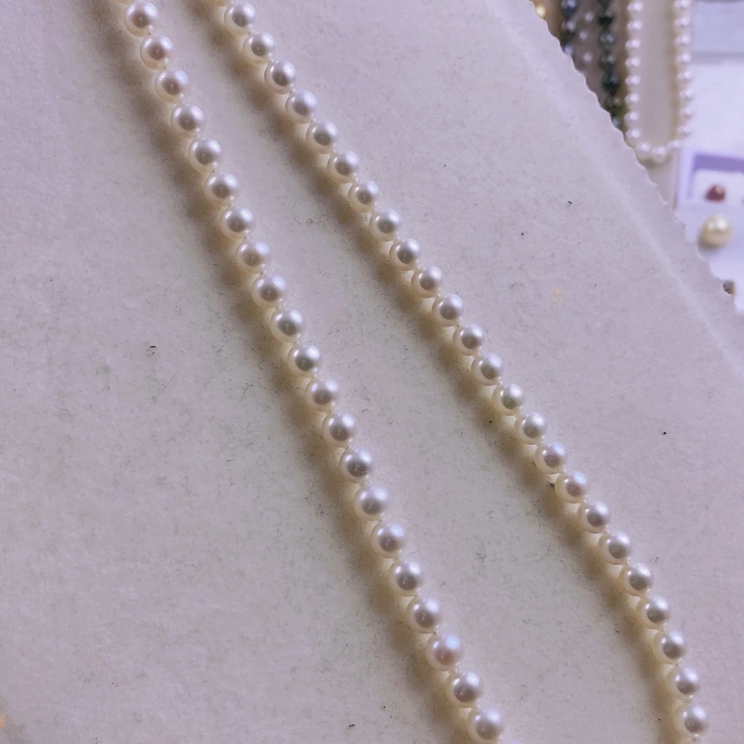 银S925镶嵌淡水珍珠颈饰无核珍珠，无暇，7mm