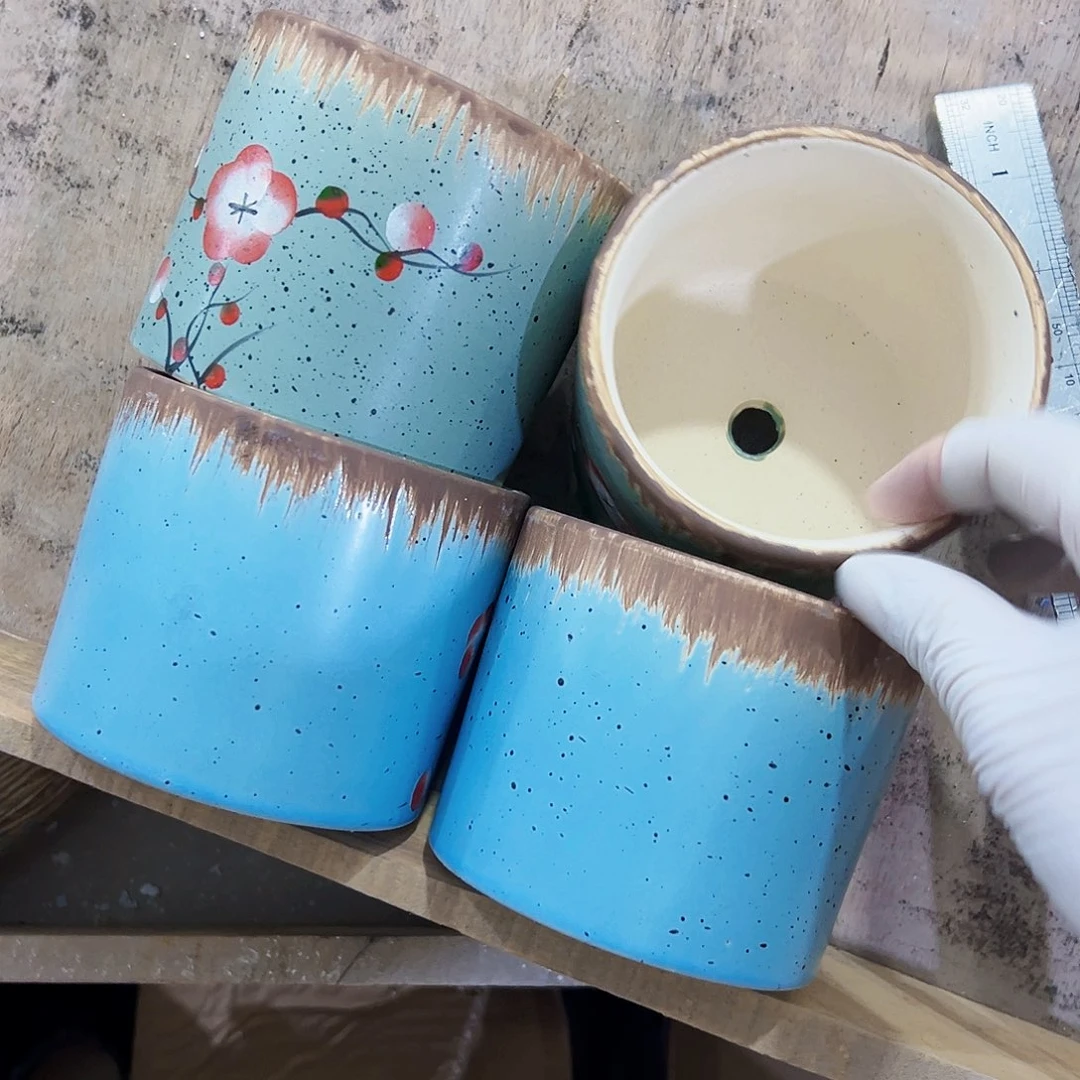 有孔，外贸尾单陶瓷花盆凑单10米包邮