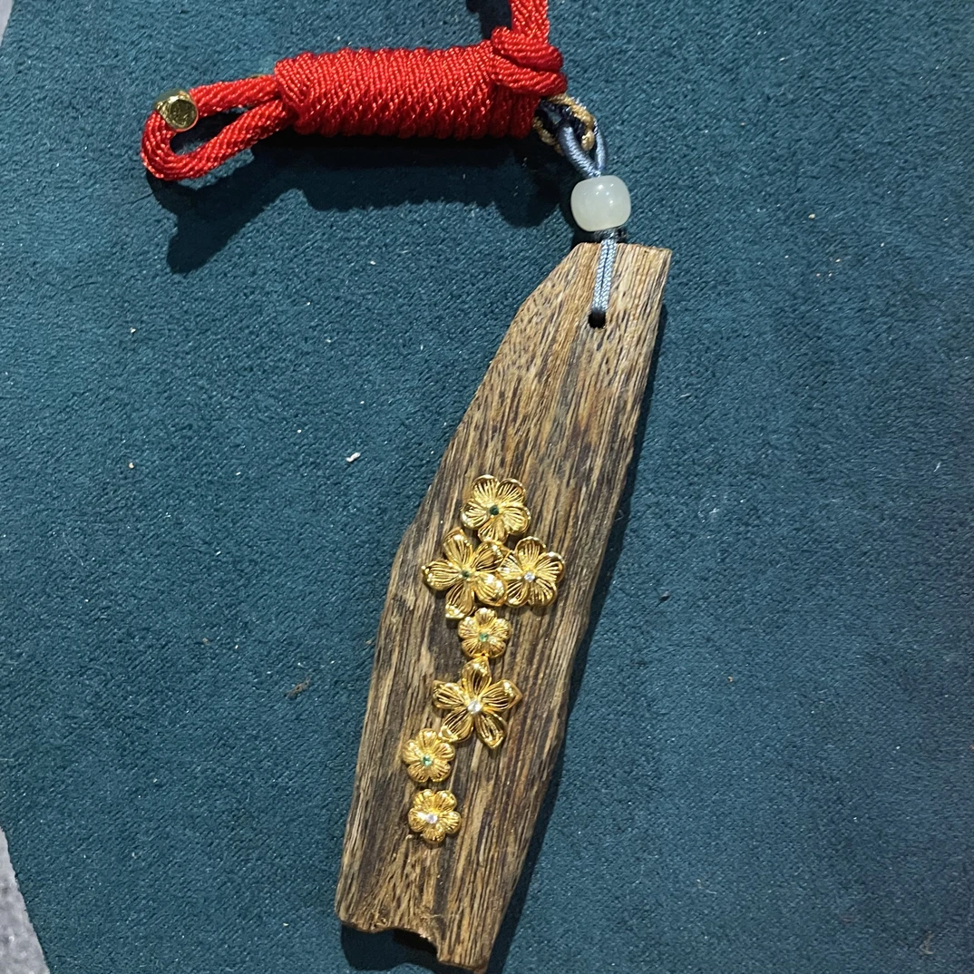 银木质吊坠 繁花系列（木质结合银镀金）挂坠