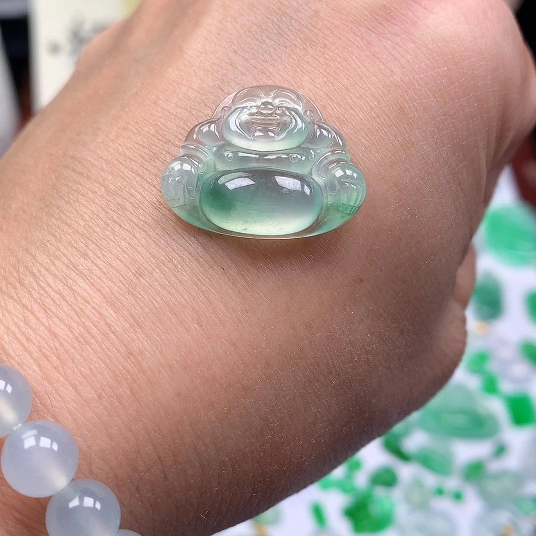 翡翠裸石缅甸天然A货翡翠冰种佛公