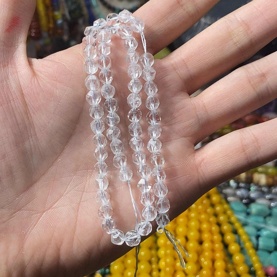 石英质玉未镶嵌，天然白水晶切面6mm，