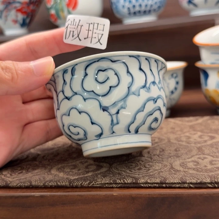 釉下手绘茶具微瑕