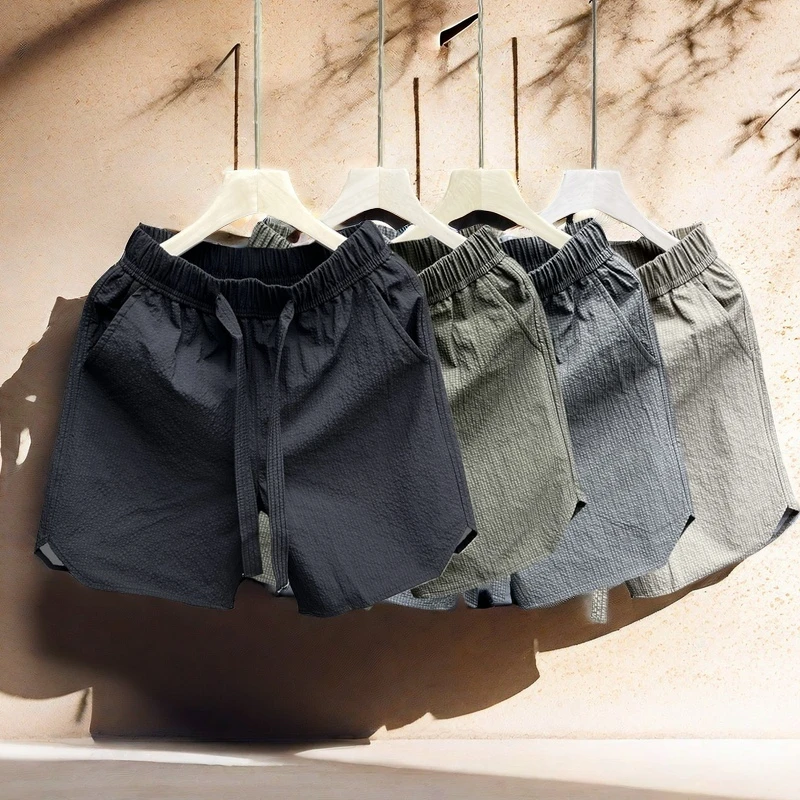 泡泡纱短裤男款夏季男士潮牌个性外穿夏天时尚休闲裤工装高档宽松