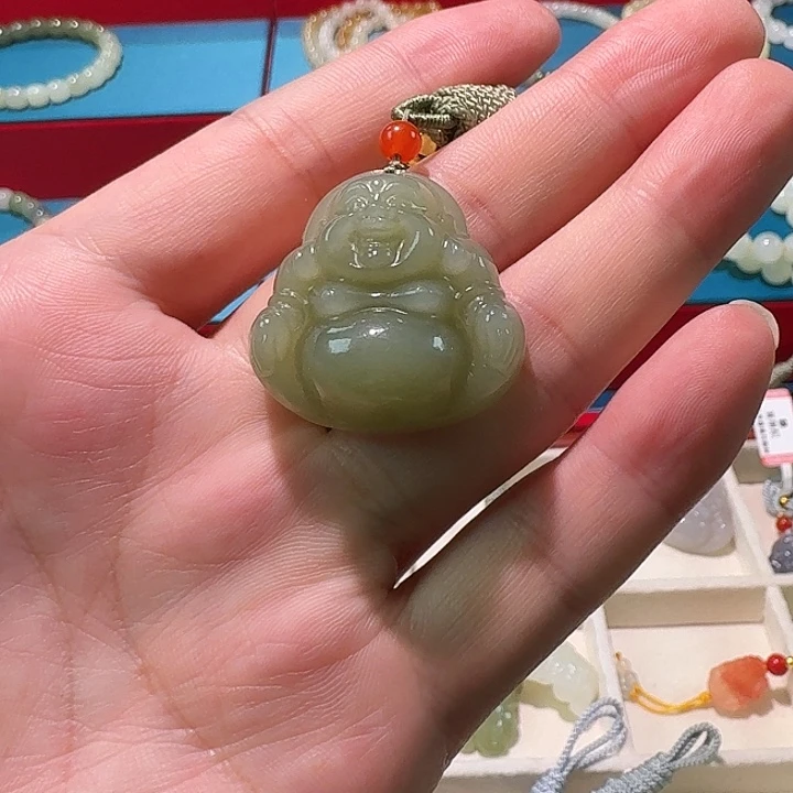 和田玉未镶嵌颈饰和田玉弥勒佛30mm