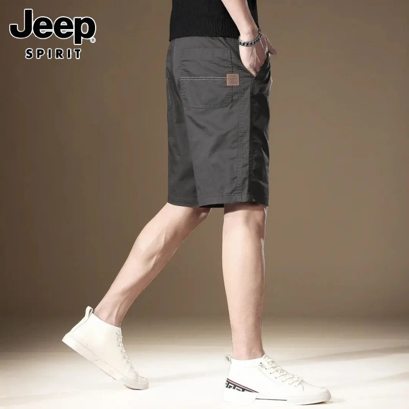 Jeep吉普休闲短裤男夏季薄款冰丝潮牌宽松运动中裤潮流直筒五分裤