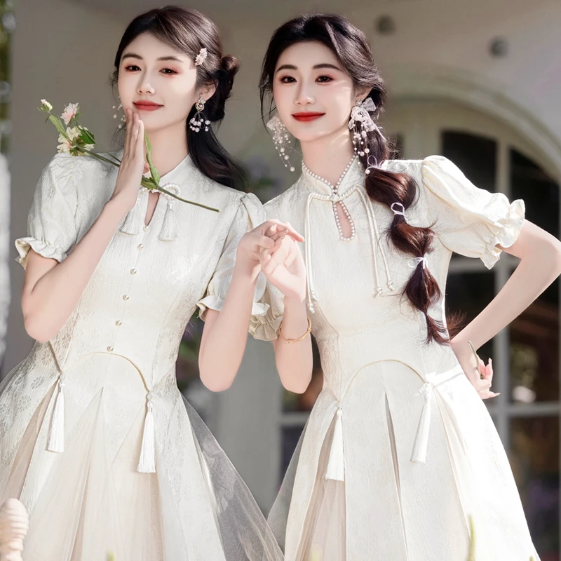 伴娘服2025新款中式姐妹团平时可穿短款改良旗袍裙毕业礼服女夏季