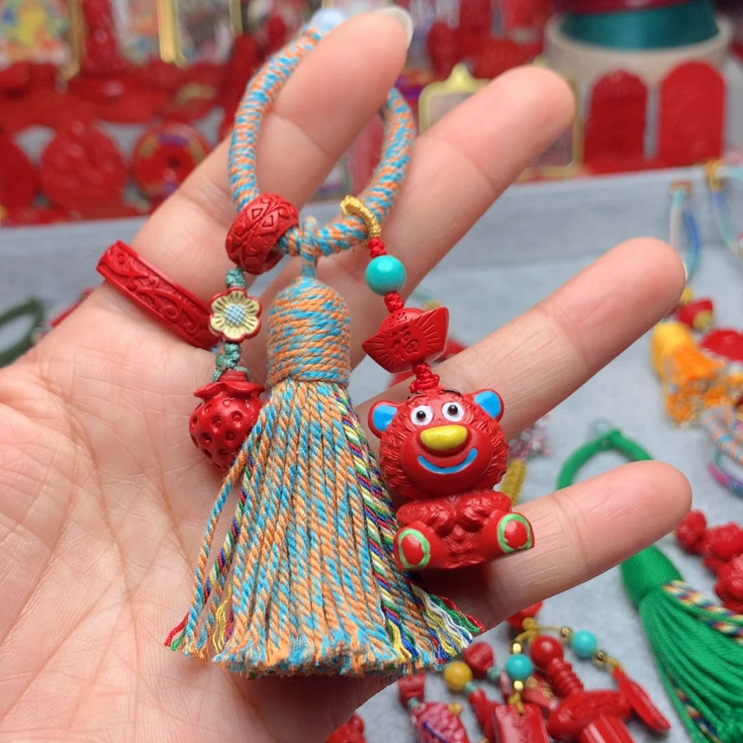 天然辰砂工艺品朱砂钥匙扣包包挂