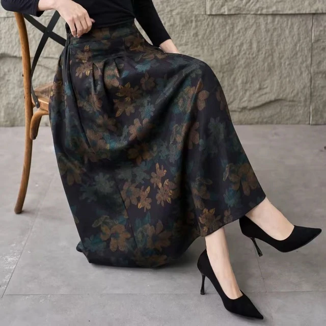 秋冬季文艺覆古星空呢松紧腰显瘦秋冬休闲时尚碎花半身裙