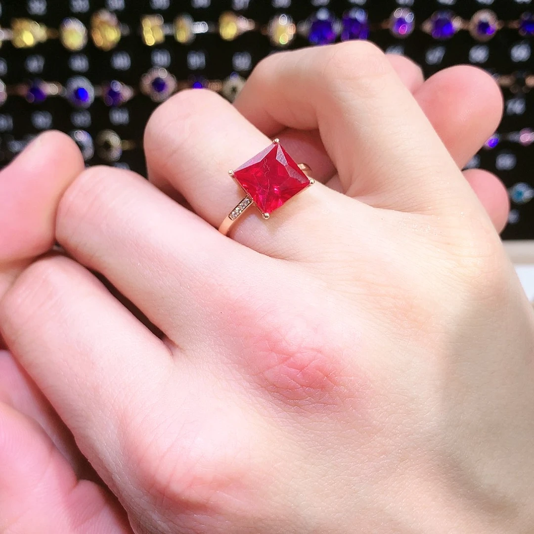 红宝石戒指银S925镶嵌