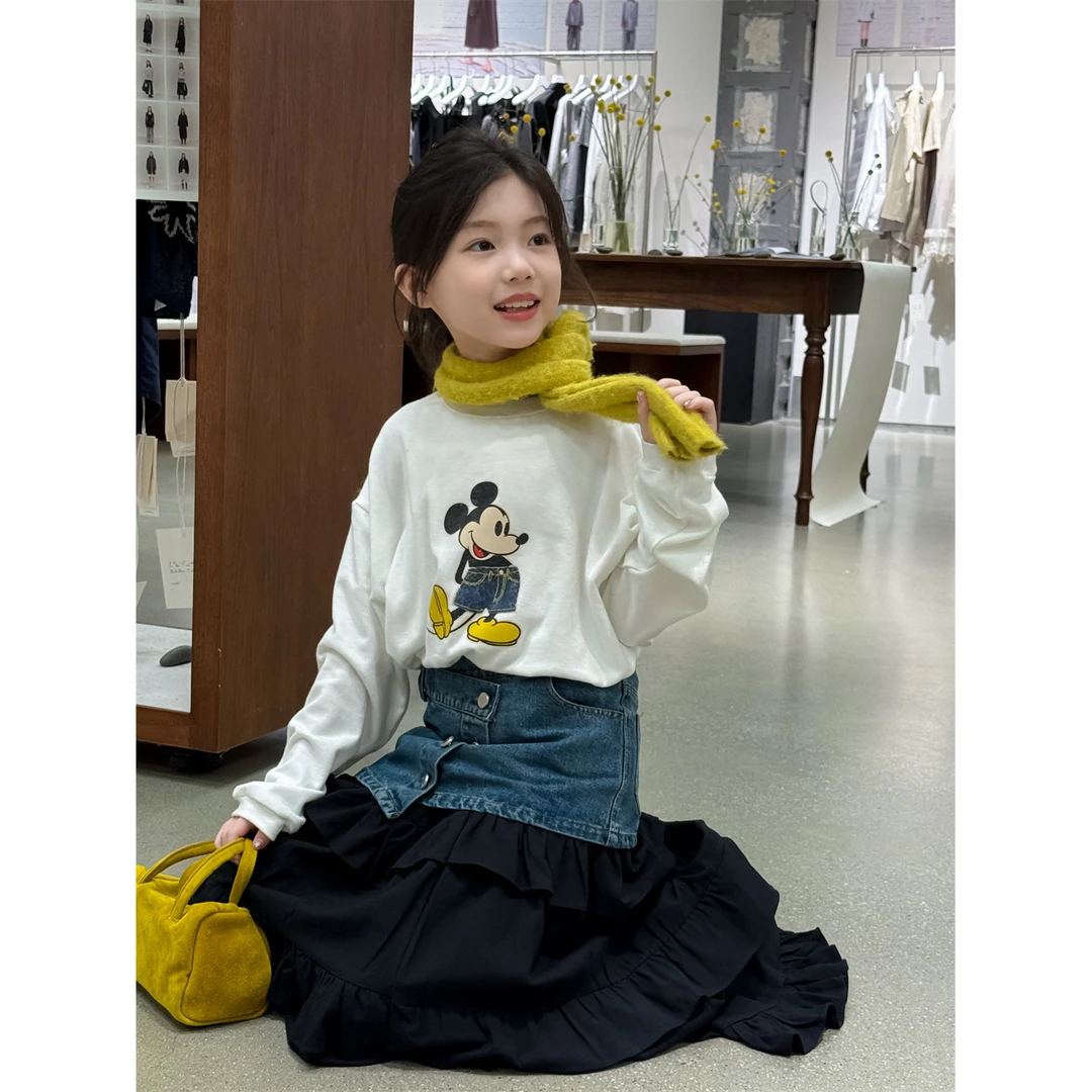 LJ-91107-TBB女童长袖T恤2025秋季新款宽松韩版卡通米奇（秋款）