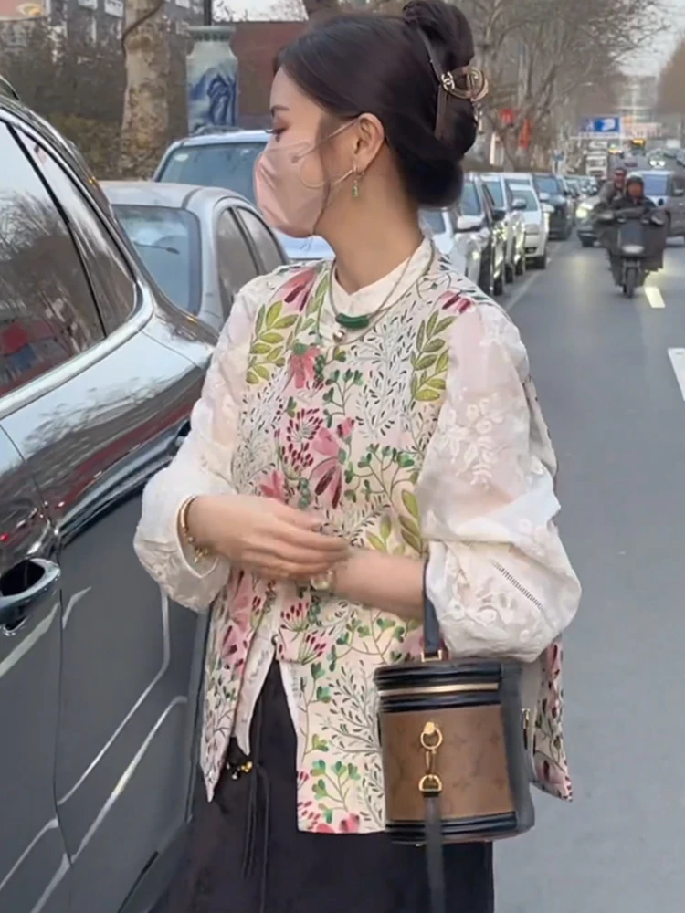 早秋新款复古提花新中式国风马甲女外搭新款高级感背心马夹外套