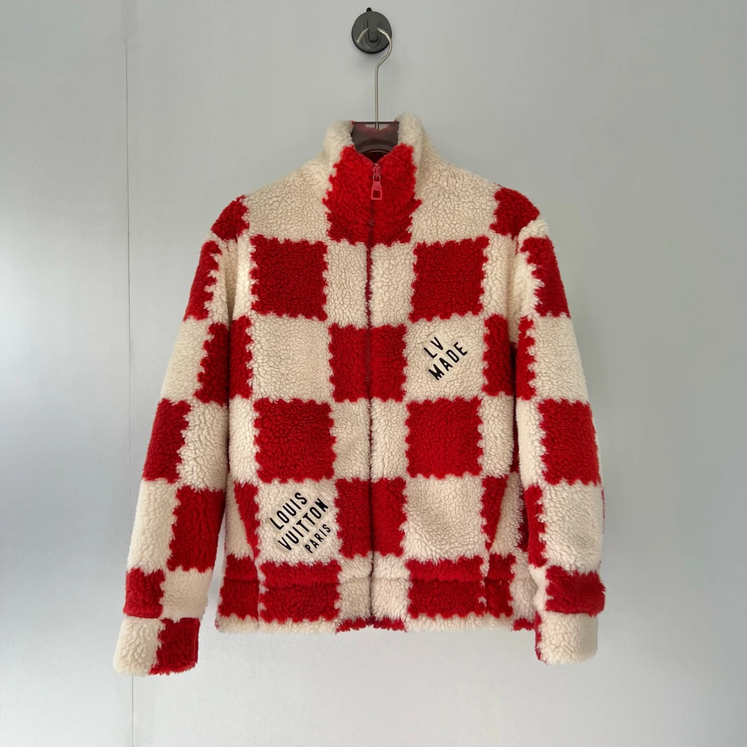 未使用 LouisVuitton/路易威登 红色棋盘格泰迪外套/S码（北京）