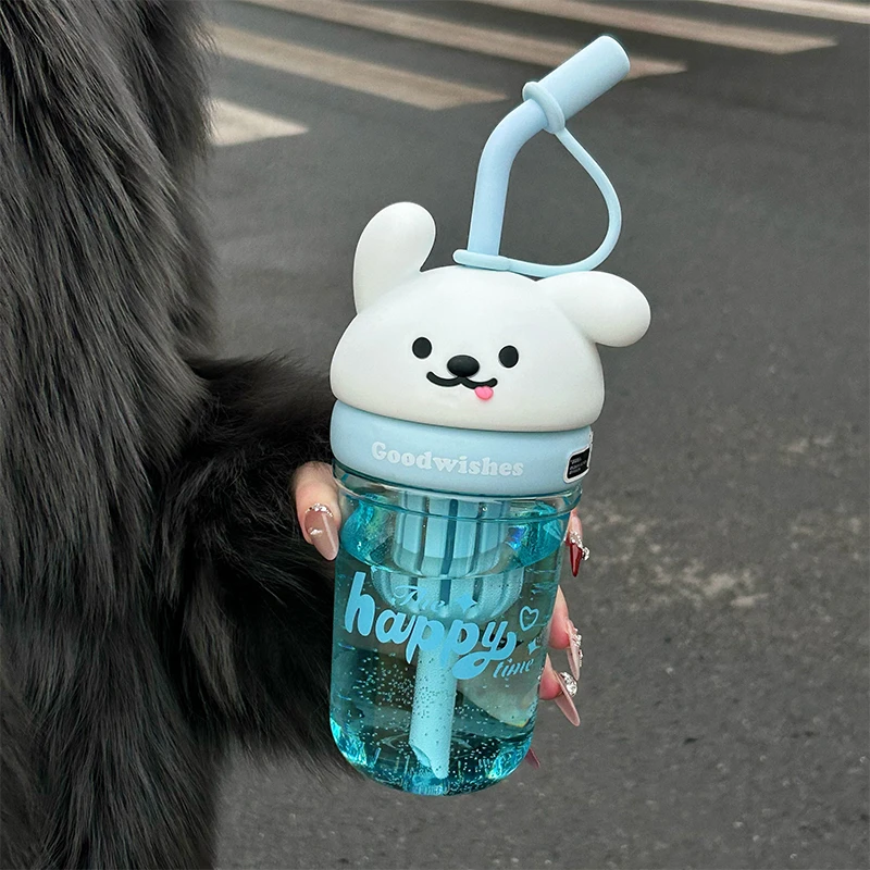 【小熊】5015新款卡通透明杯公仔杯水杯850ML