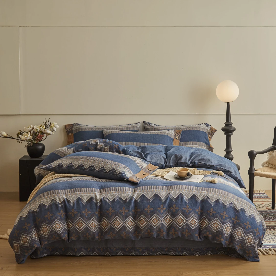 2025！庄织高端加厚提花软粗布四件套 波西米亚