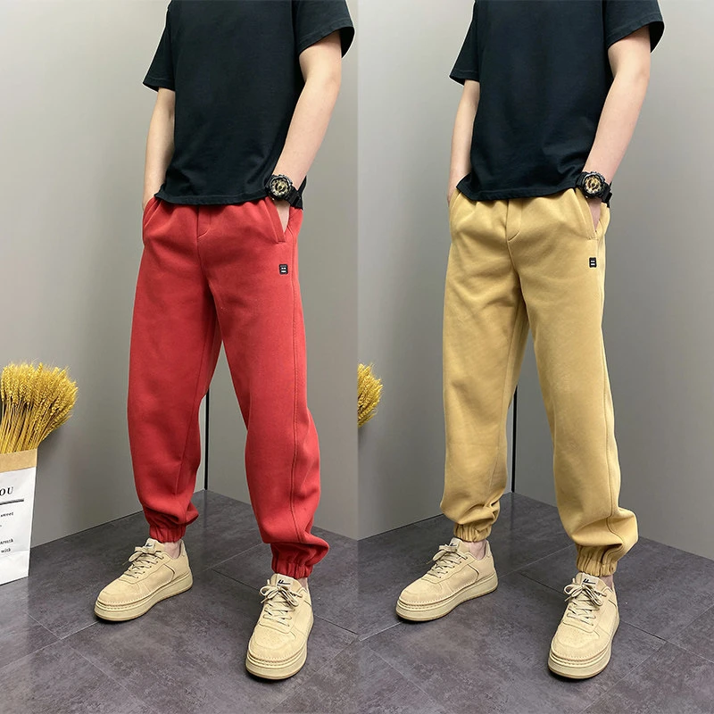 美式重磅休闲运动裤男2026春季简约百搭纯色卫裤青年宽松直筒长裤