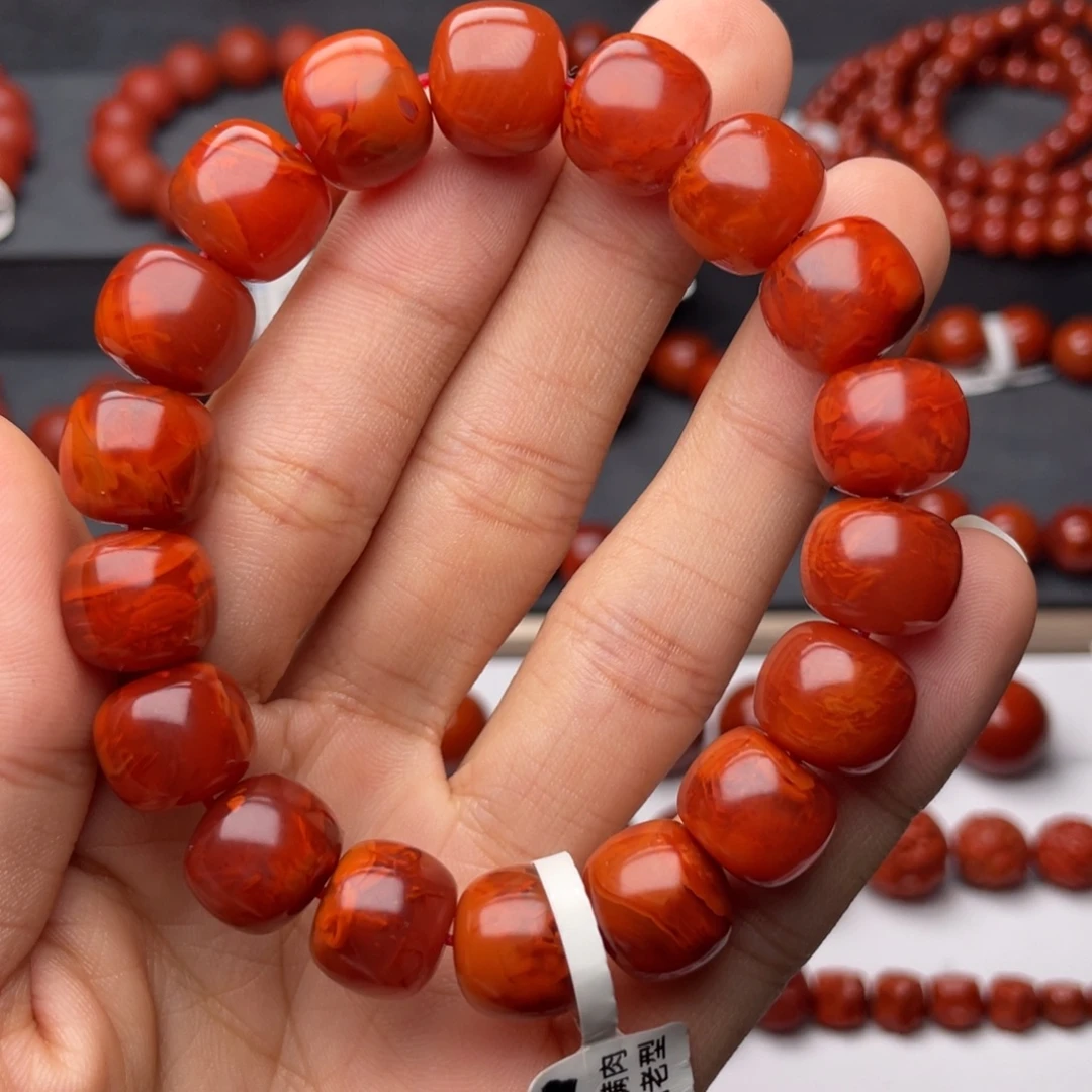 南红玛瑙未镶嵌手串H12.5mm顶品收藏妖孽牛血火焰留学生c