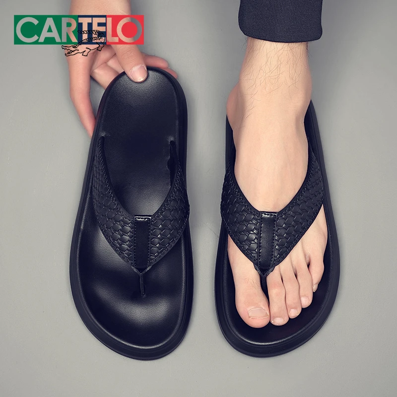CARTELO/卡帝乐鳄鱼男鞋夏季时尚户外防滑软底拖鞋沙滩男鞋