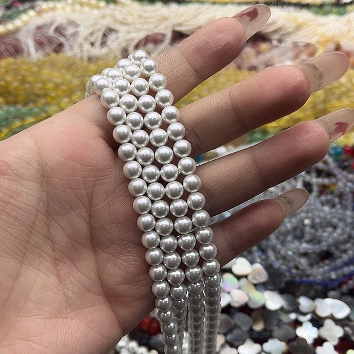 玛瑙/玉髓珠宝半成品未镶嵌一条6mm左右贝珠