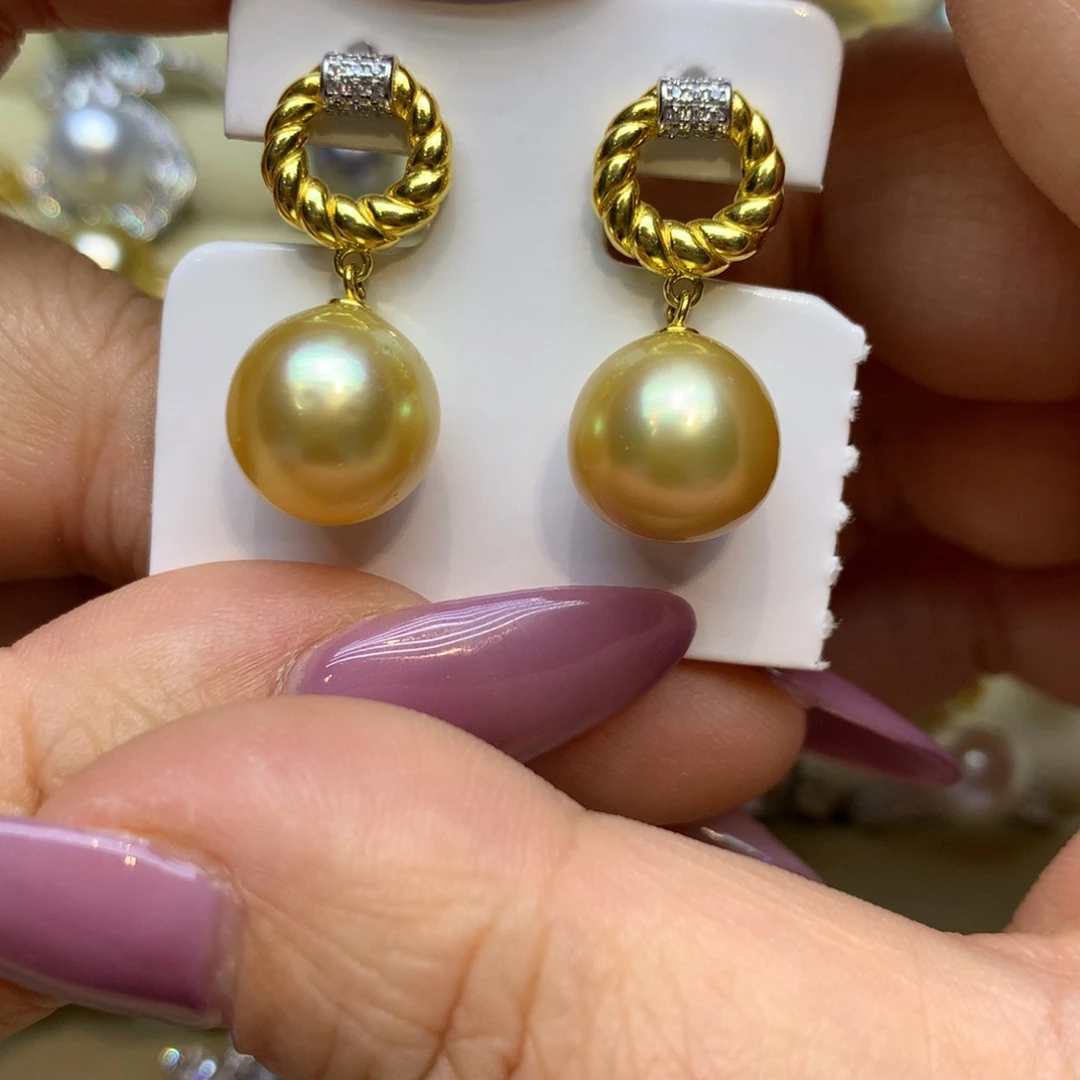 银S925镶嵌耳饰海水珍珠