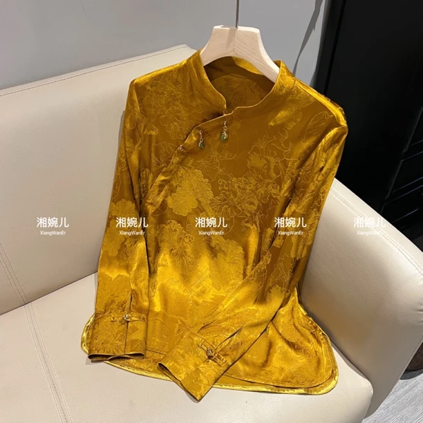 四季款新款『金罗』新中式中国风提花小立领简单高级百搭款上衣女