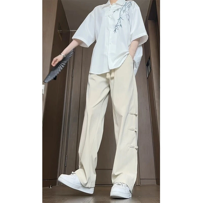 新中式国风套装男士夏季款衬衫裤子男装搭配青少年气质穿搭一整套