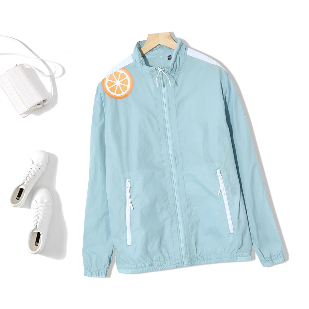 男女同款春夏款轻薄字母印花拉链立领设计休闲防晒外套P-2G449