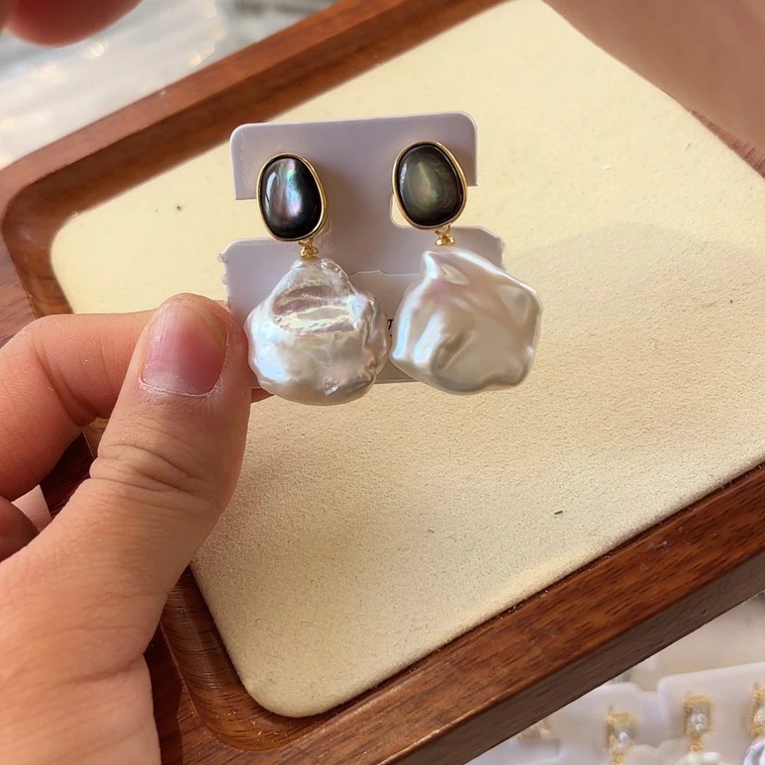 淡水珍珠耳饰合金