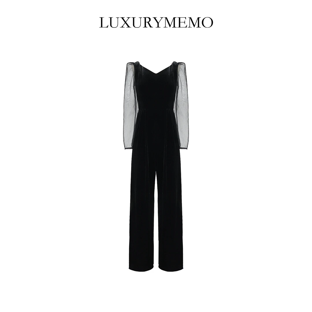 LUXURYMEMO【刘熊熊】时尚气质蕾丝修身显瘦连体裤